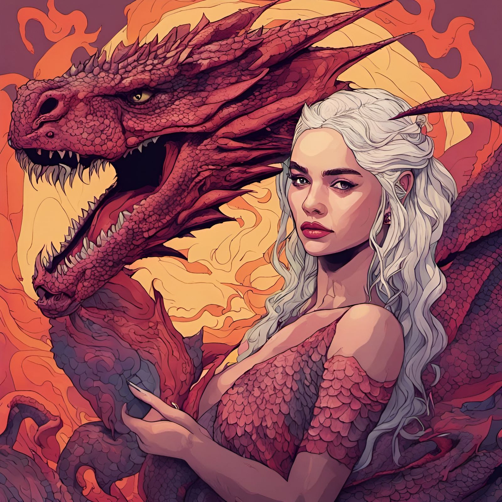 Daenerys and Drogon in Psychedelic Art