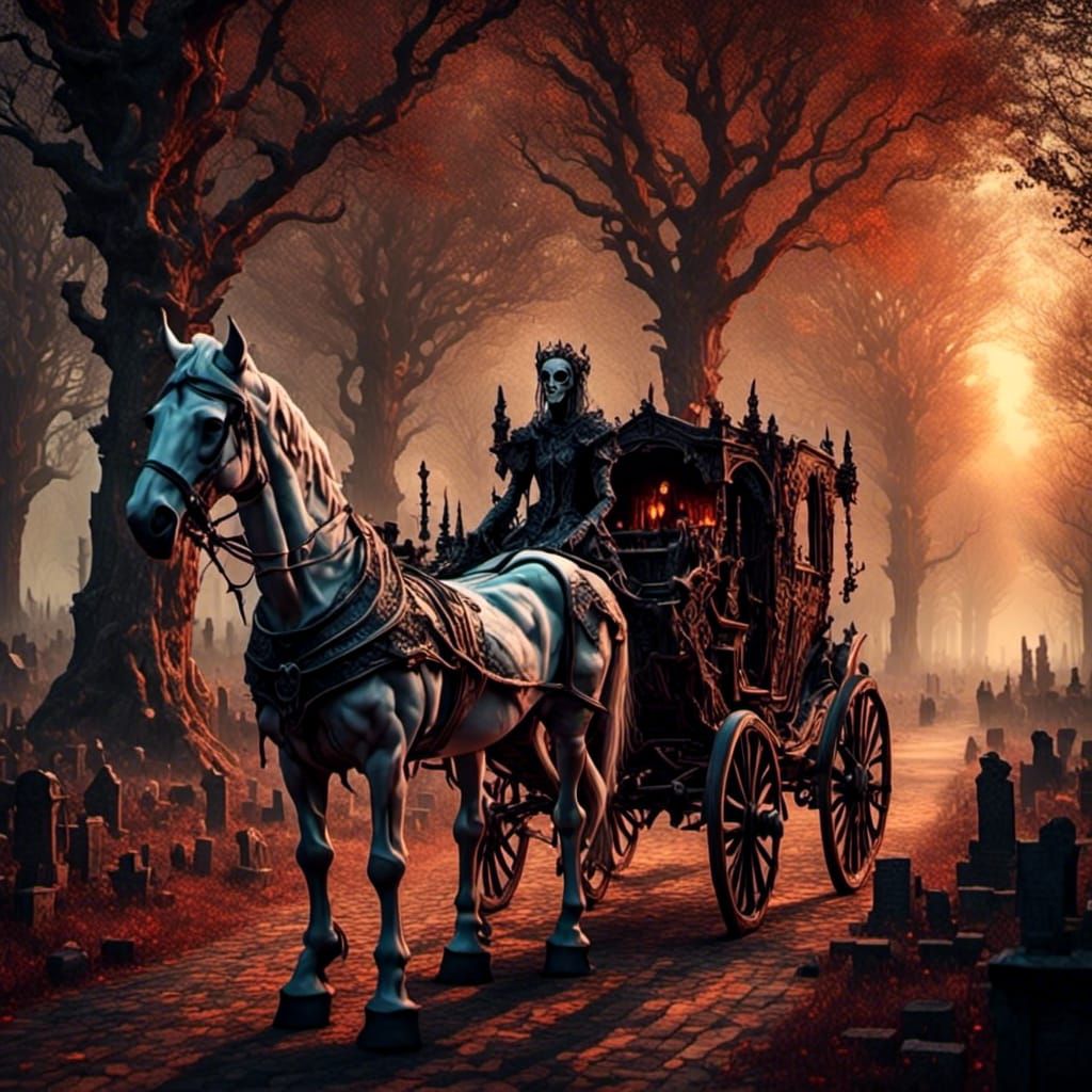 Medieval Horse Carriage Illustration in Soft Light