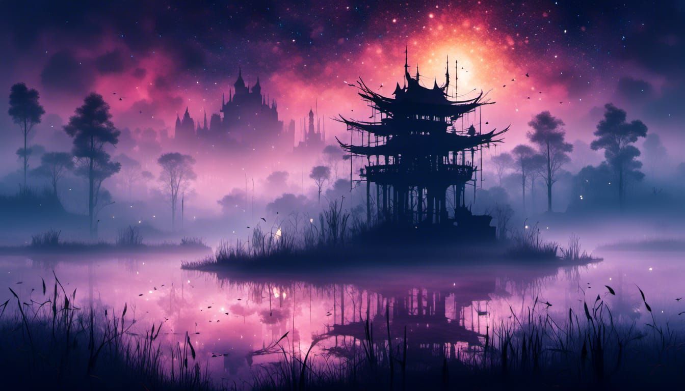 Ethereal Mistscape Dream in Digital Watercolor Style