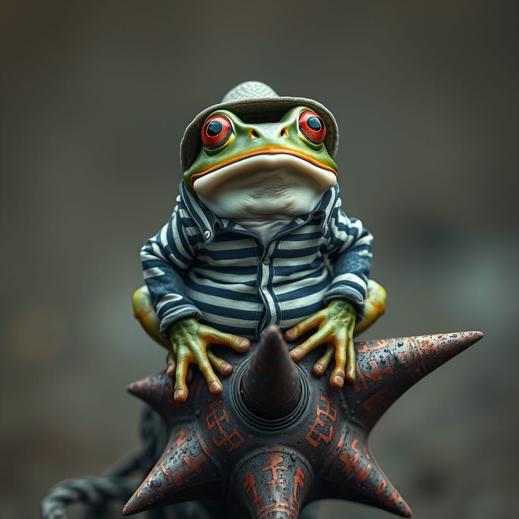 Frog's Shocking Encounter: Digital Art Illustration
