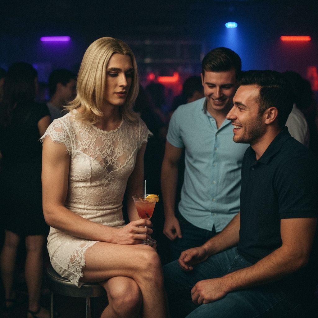 Crossdressing Man in Minidress at Nightclub