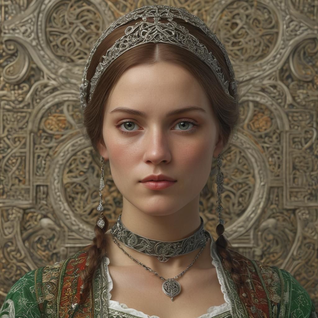 Celtic Lady Portrait in Rogier van der Weyden Style