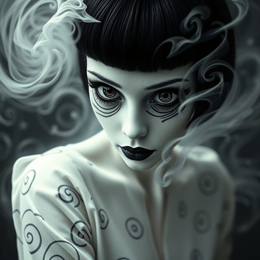 Ethereal Goddess in Mesmerizing Spiral Patterns