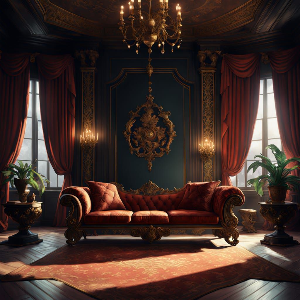 Elegant Red-Haired Women in Opulent Baroque Settings