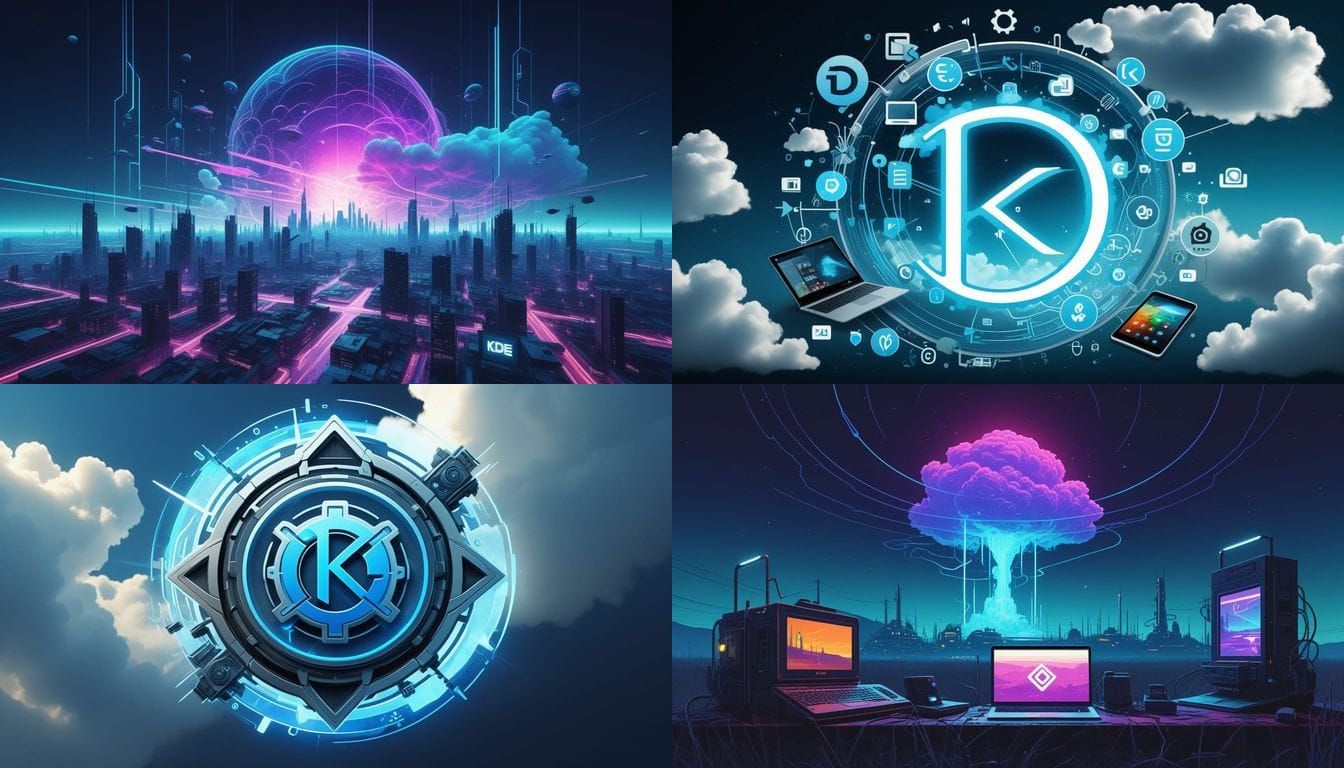 KDE Logo in Vibrant Plasma Cloudscape