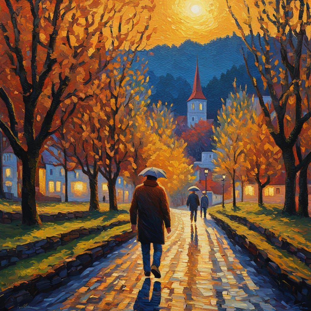 Colorful Impressionist Painting of Person in Austria