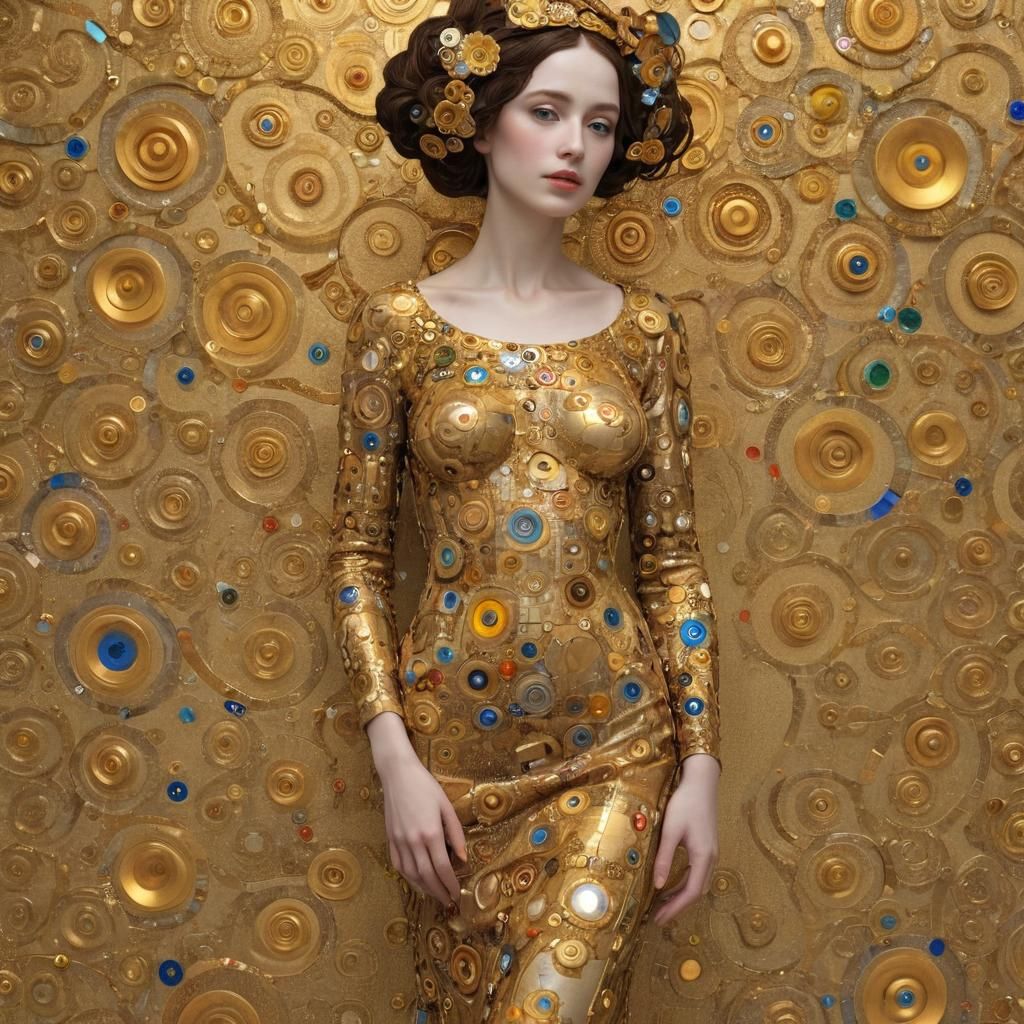 3D Woman Render in Art Nouveau Style