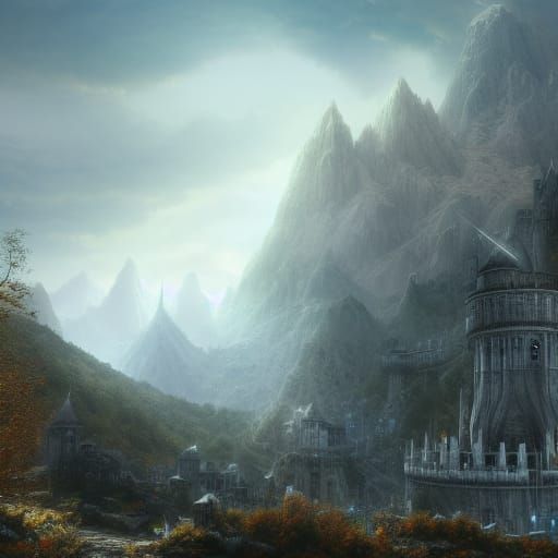Hidden City of Gondolin in a Matte Painting Style