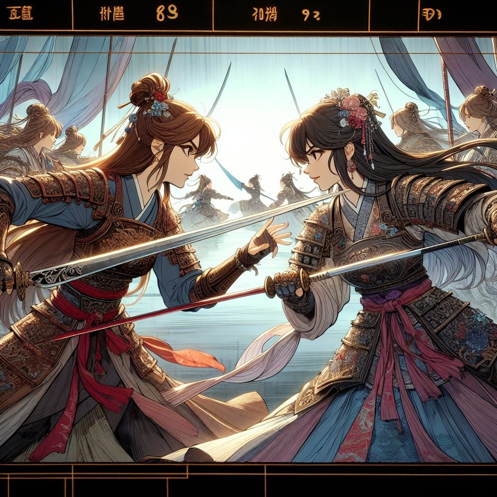 Dramatic Swordfight Scene in Manga Style