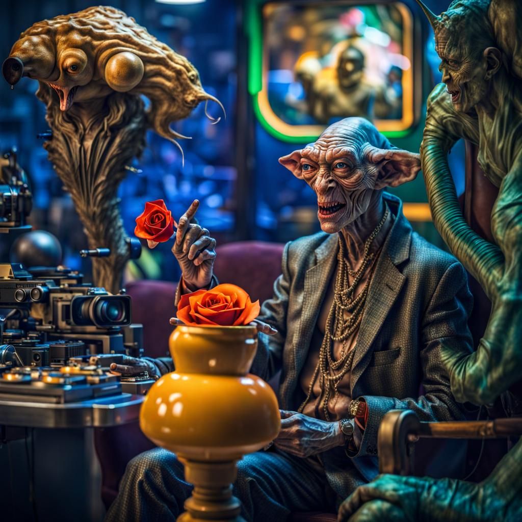 Extravagant Alien Characters in Cosmic Dreamscape