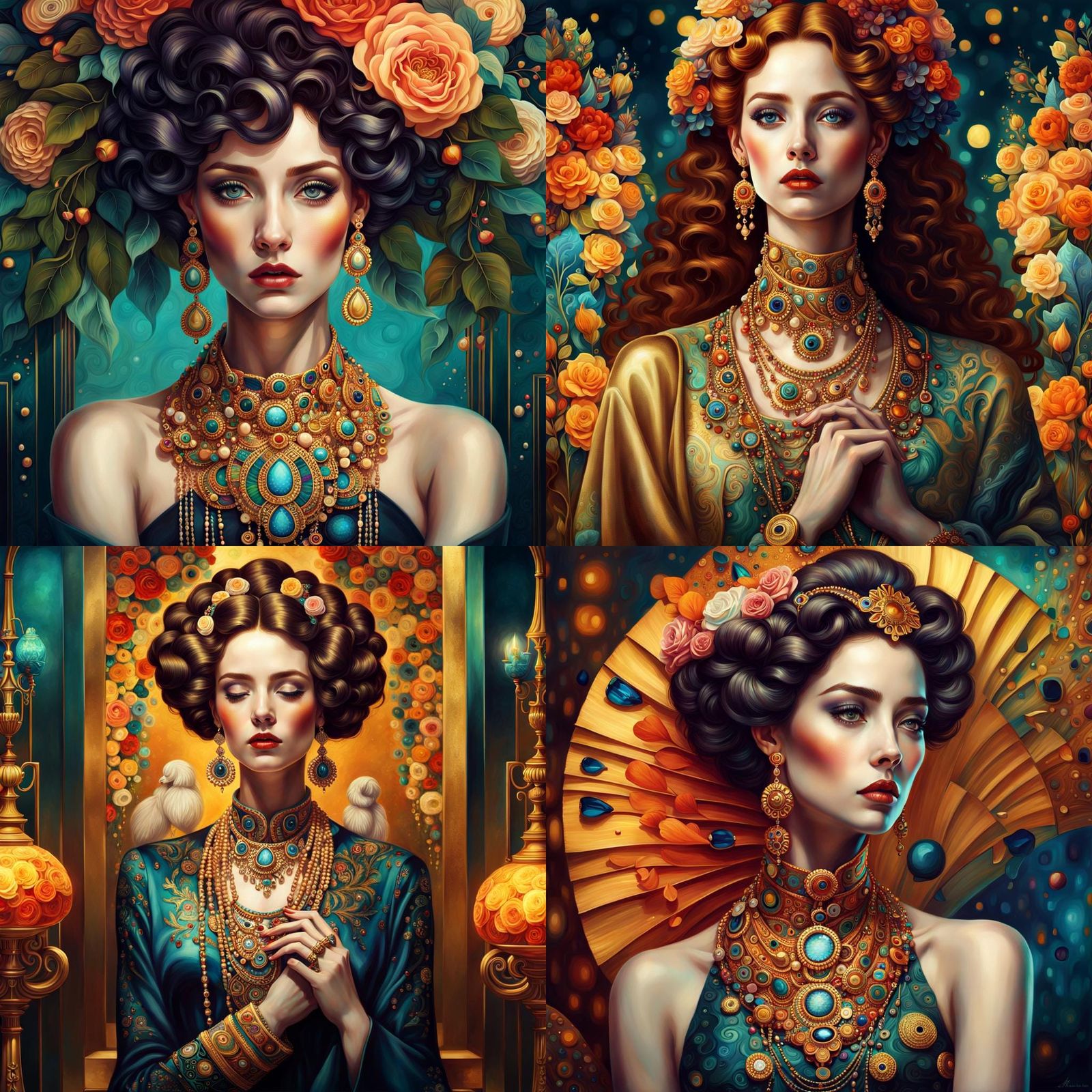 Oil Painting Artwork Inspired By Gustav Klimt
(Beautiful Woman)