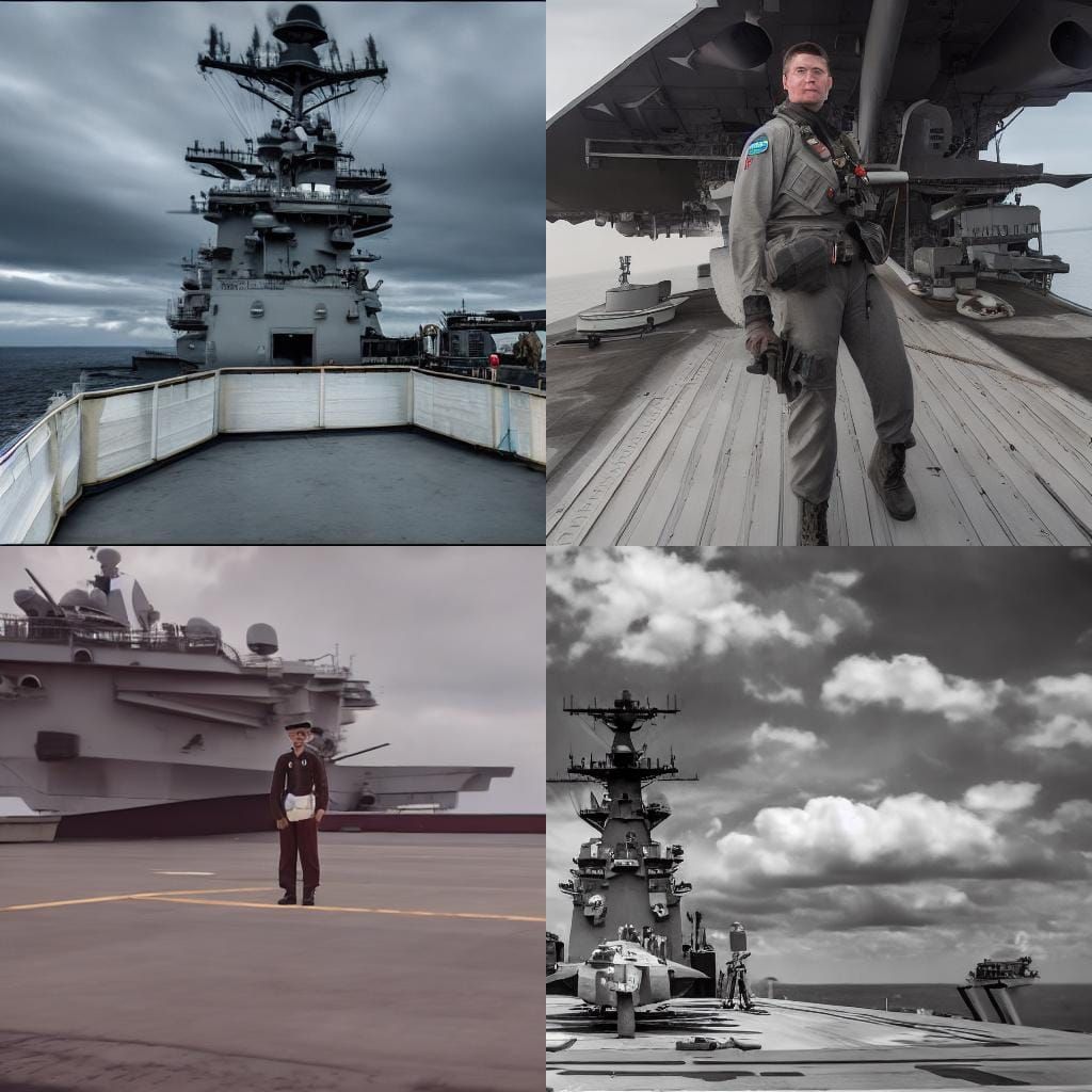 Marine Officer on USS Eisenhower Deck: Cinematic Photo