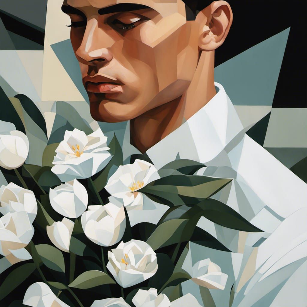 Elegant Man with Flowers in Art Deco Style