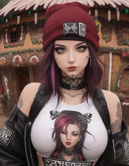 Punk Woman Portrait with Piercings in Digital Art