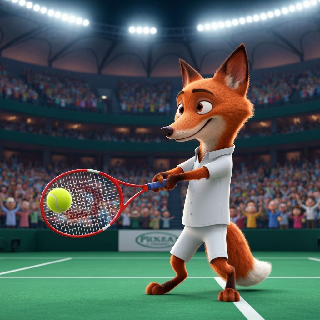 Fox Tennis Player in Pixar Style