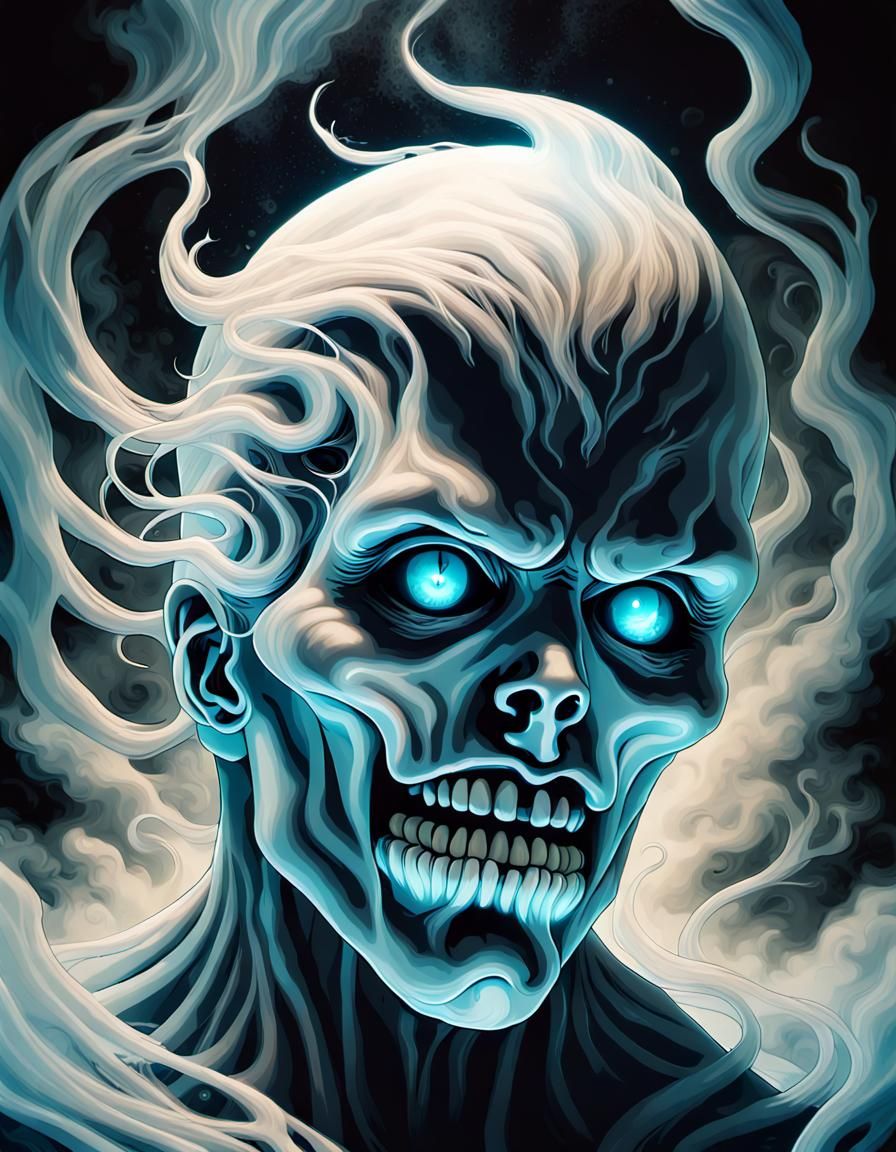 Eerie Male Ghost Portrait in Surreal Style