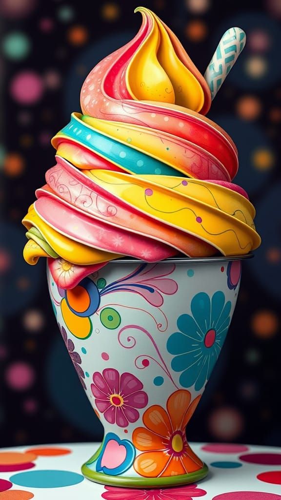 Colorful Ice Cream Art Nouveau Pop Art