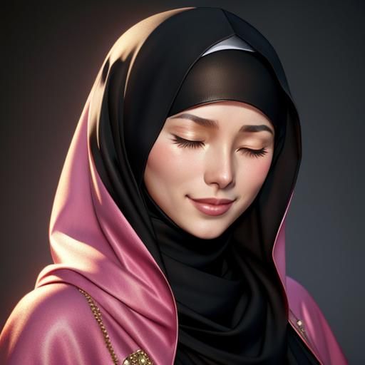 Cute Hijabi Woman Portrait in Hyperdetailed Style