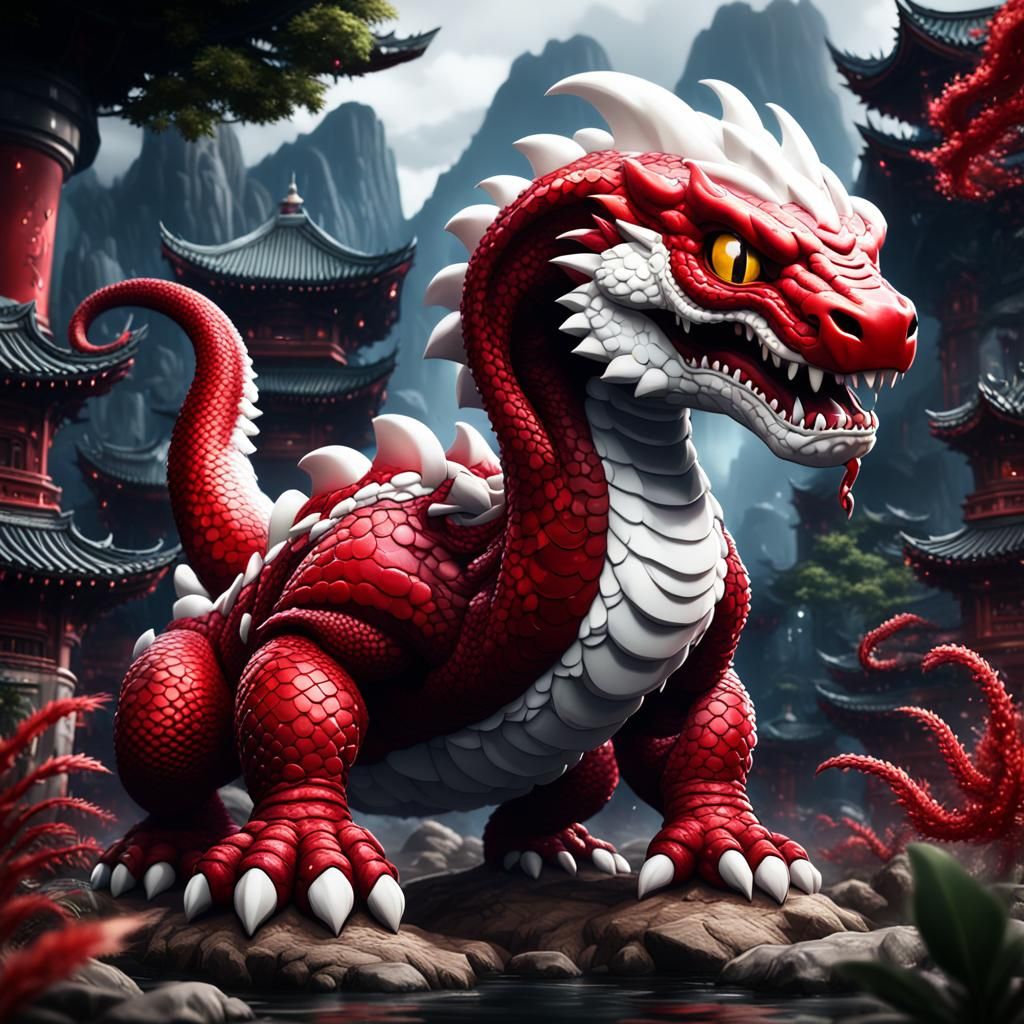 Chibi Kaiju Anaconda: Detailed Matte Painting