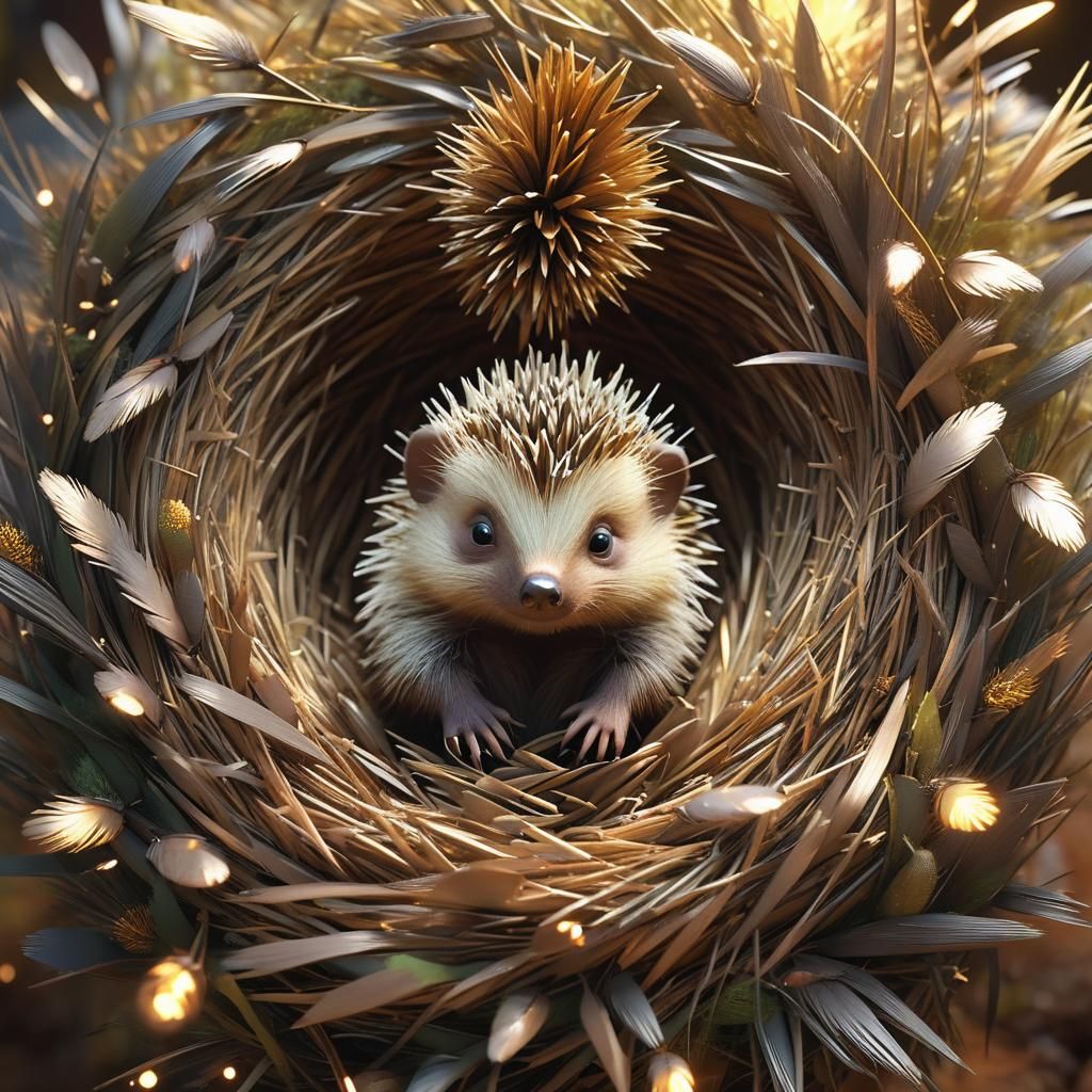 Adorable Baby Porcupine Sleeping Soundly in 3D