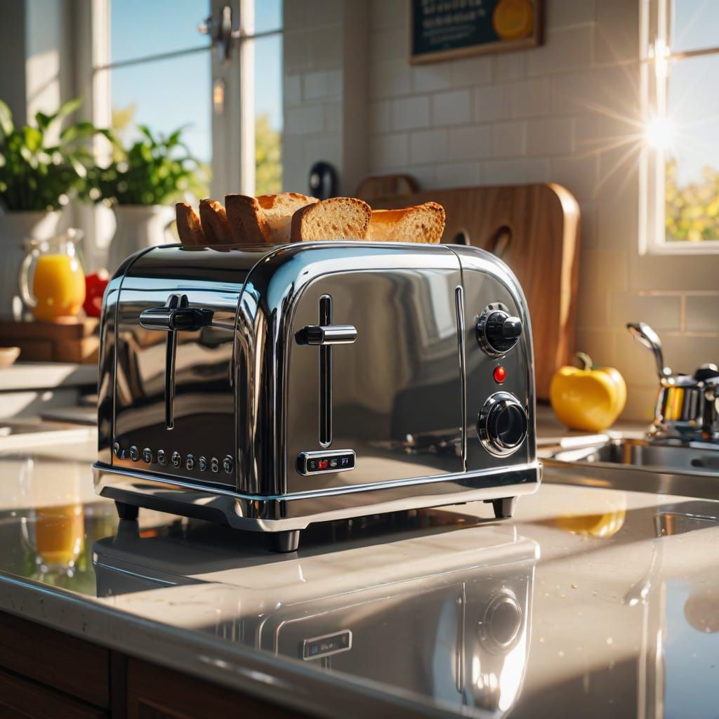 Retro Kitchen Scene with Chrome Toaster