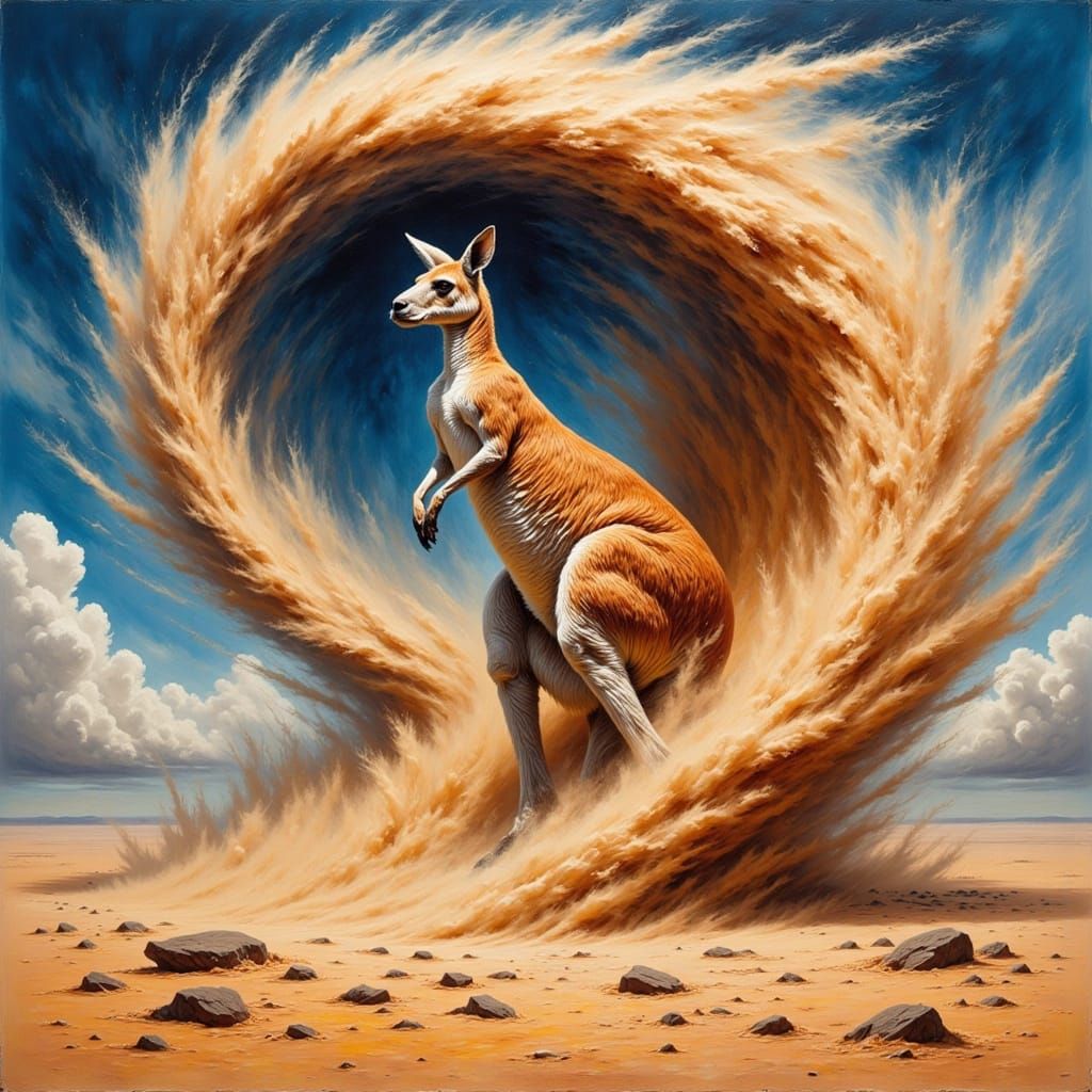 Majestic Kangaroo in Frazetta's Expressive Style