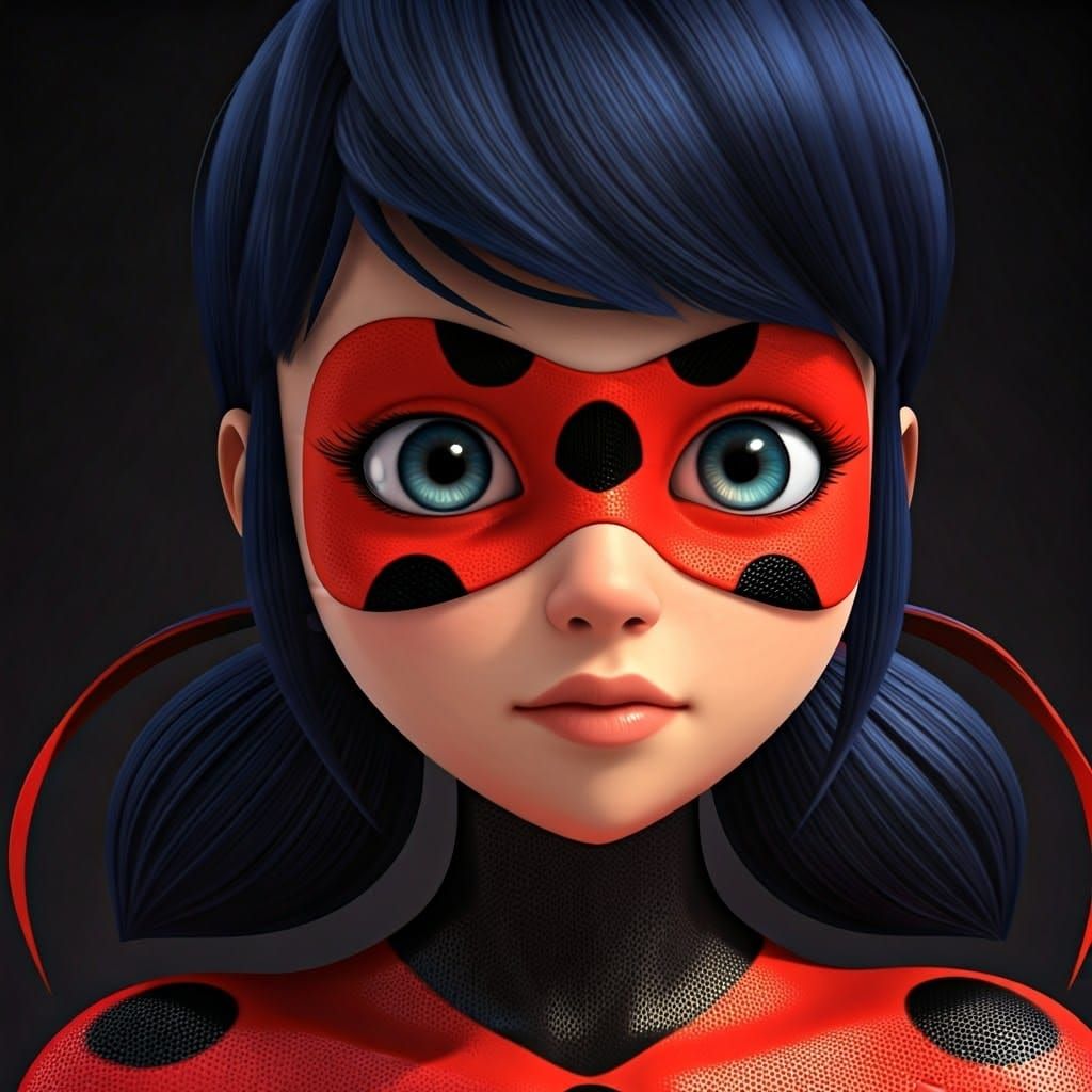 Ladybug Close-Up Portrait in Manga Style