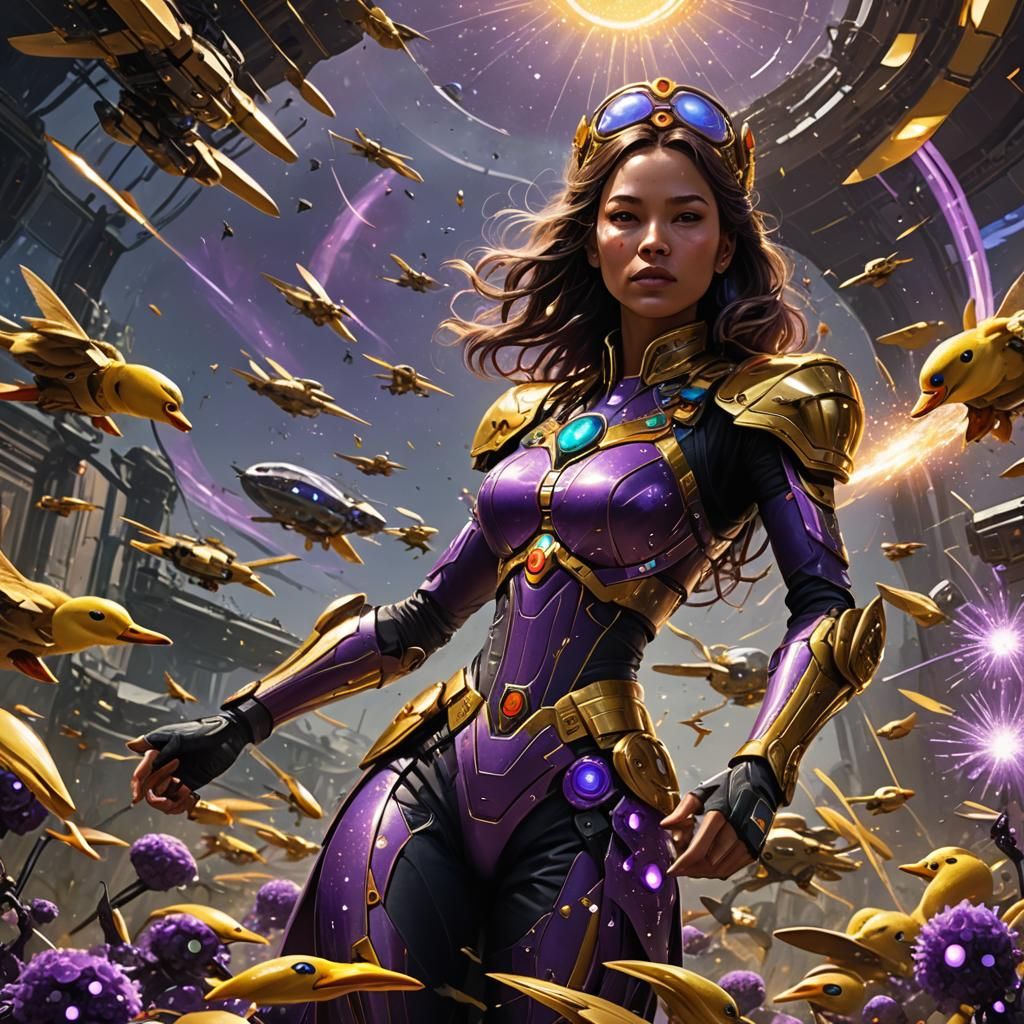 Futuristic Space General Commands Duck Drone Army