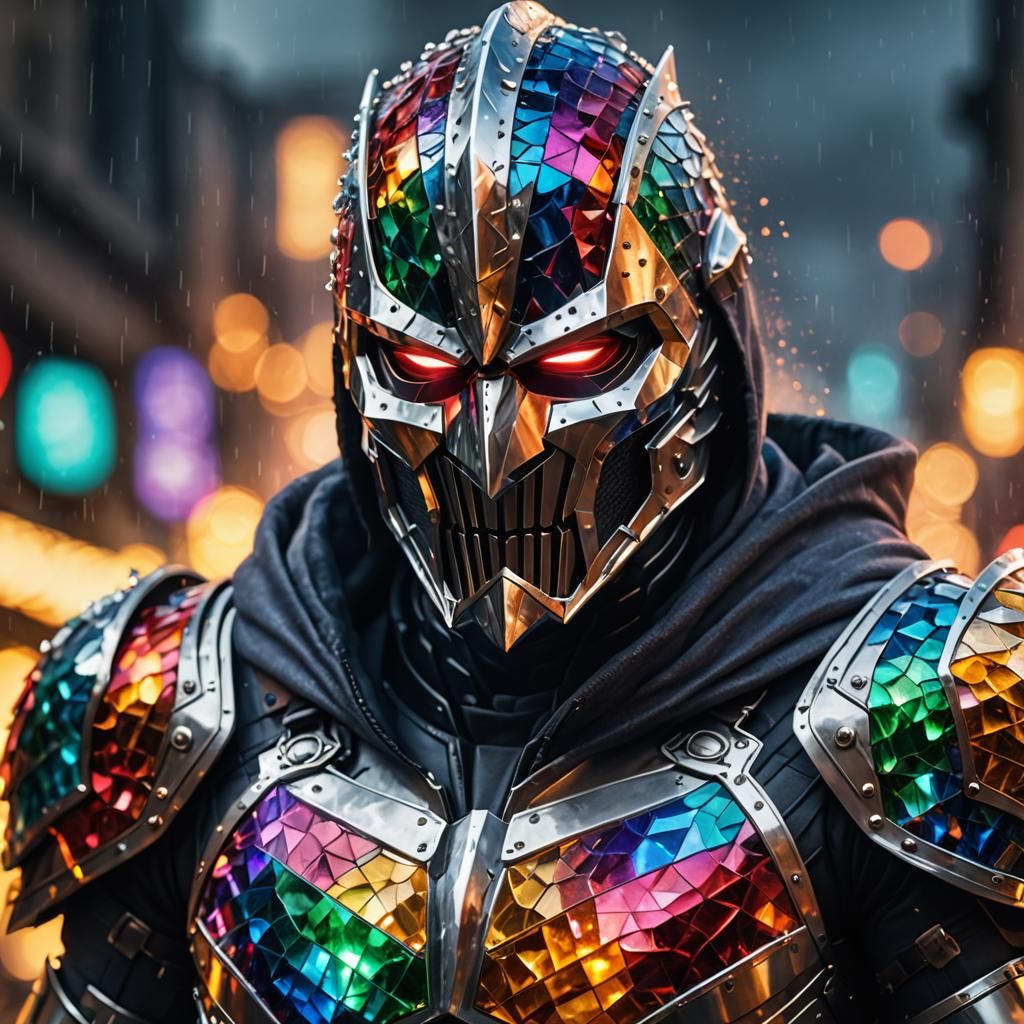 Bejeweled Armored Knight in Mask, Hyperdetailed 3D Render