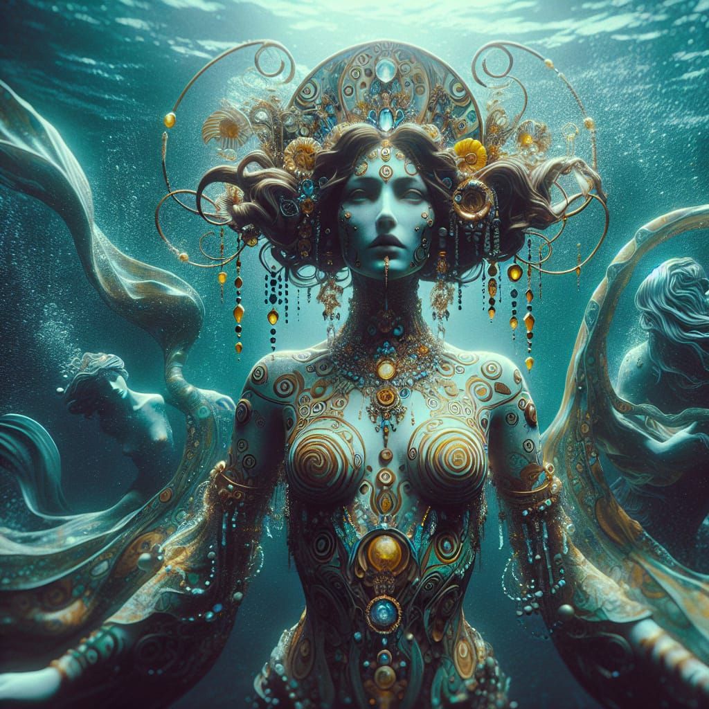 Underwater Goddess in Art Nouveau Style