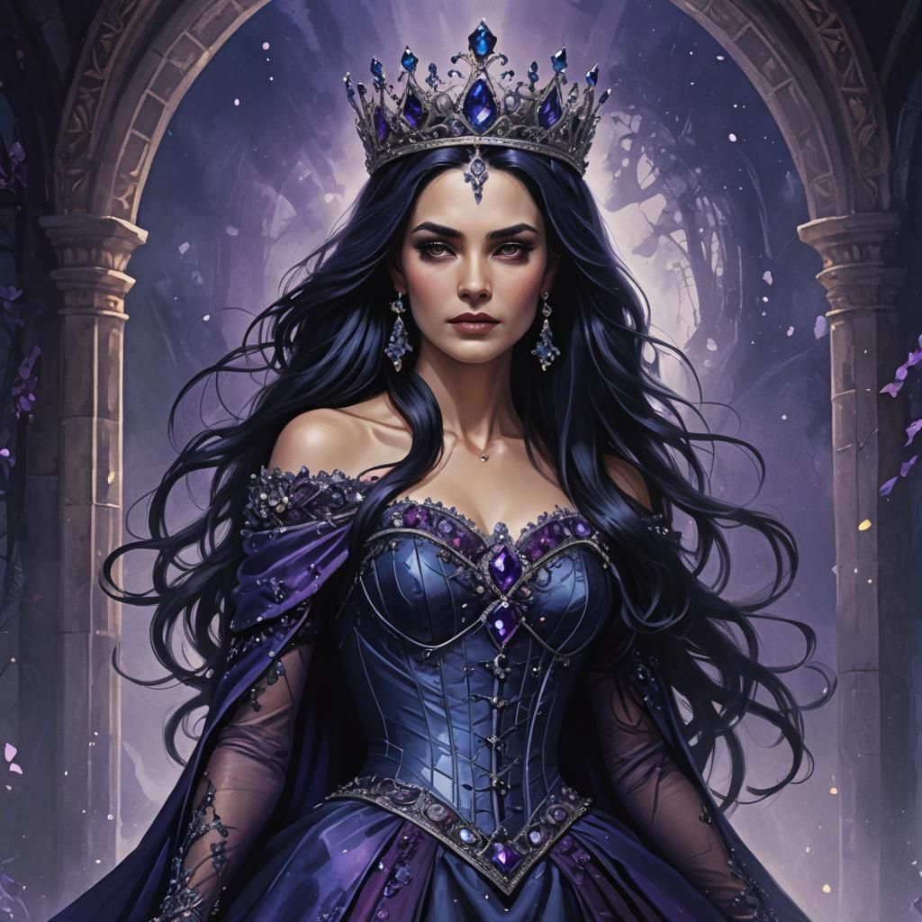 Fantasy Queen with Dark Hair and Diamond Tiara