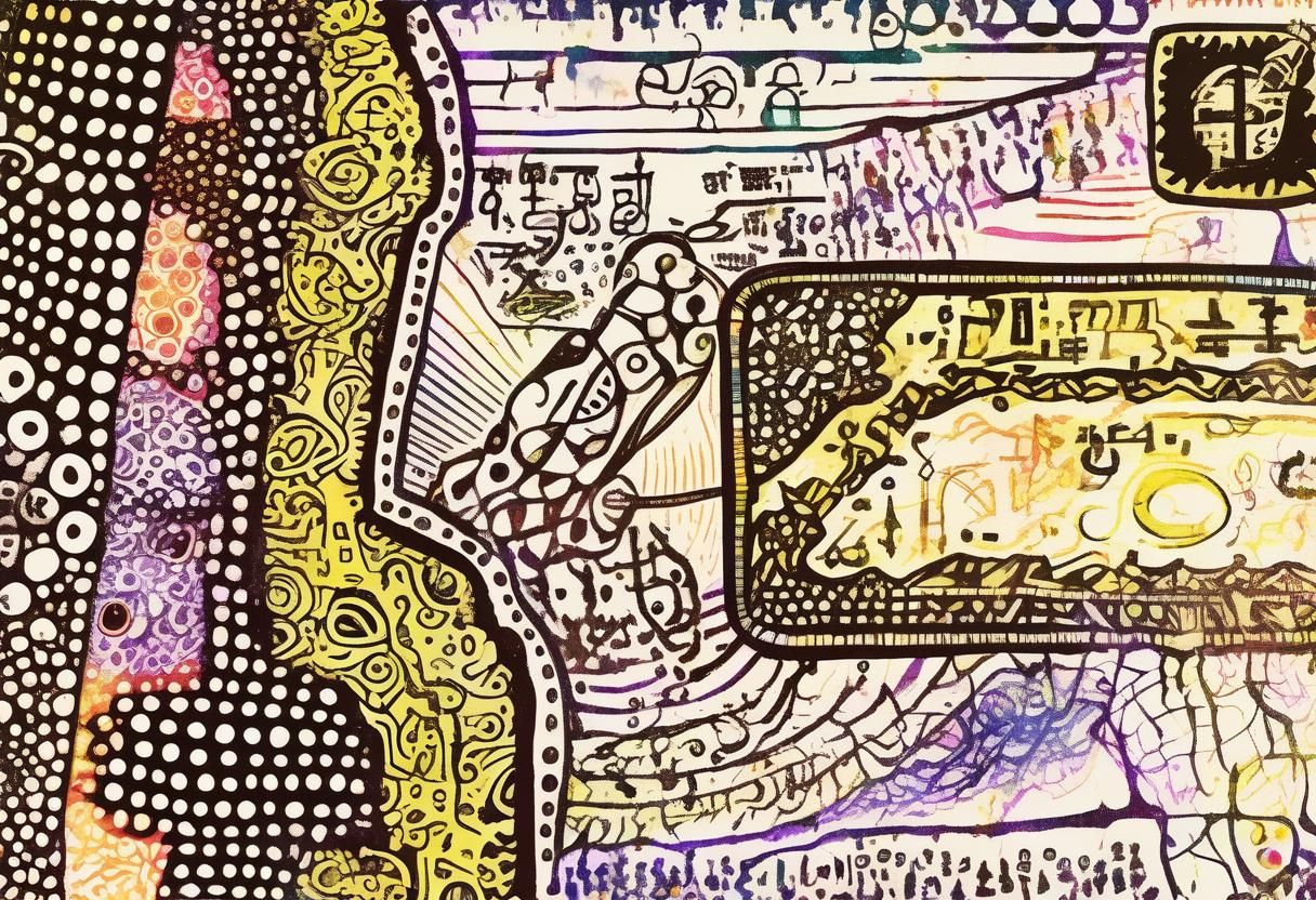 Limbo Postcard with Alchemic Symbols in Psychedelic Style