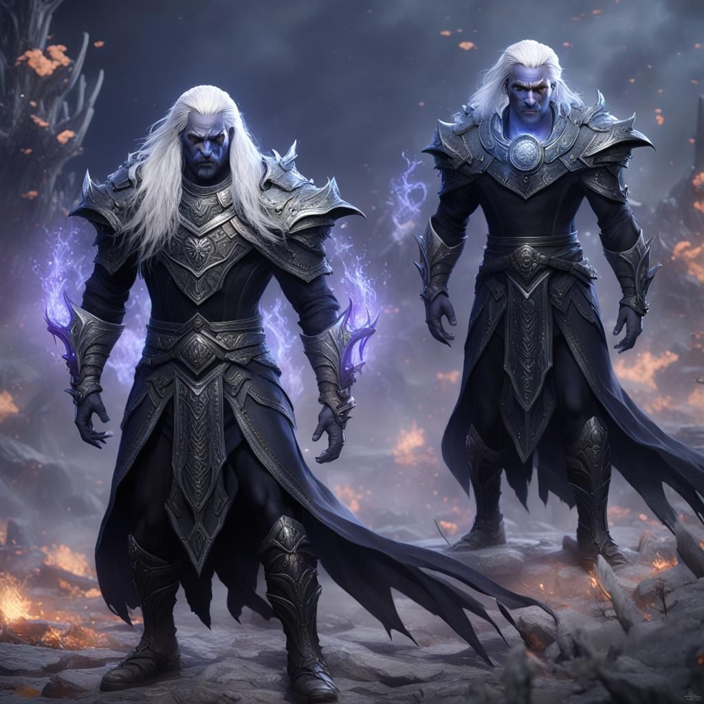 Drow Genie Warlock in Detailed Matte Painting