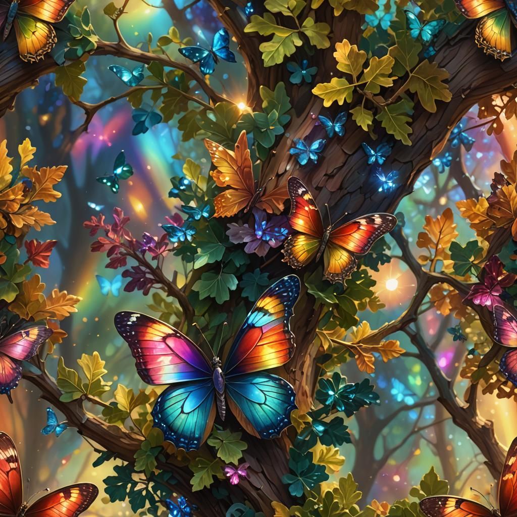 Rainbow Crystal Butterfly: Fantasy Art in Digital Painting