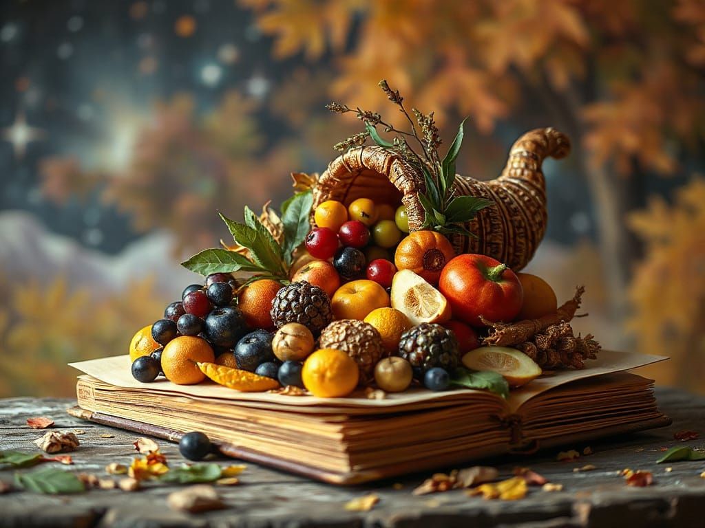 Miniature Harvest Festival Erupts From Open Book