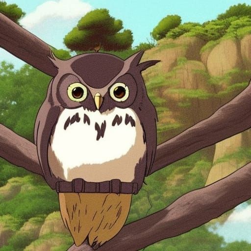 Owl in Studio Ghibli Style