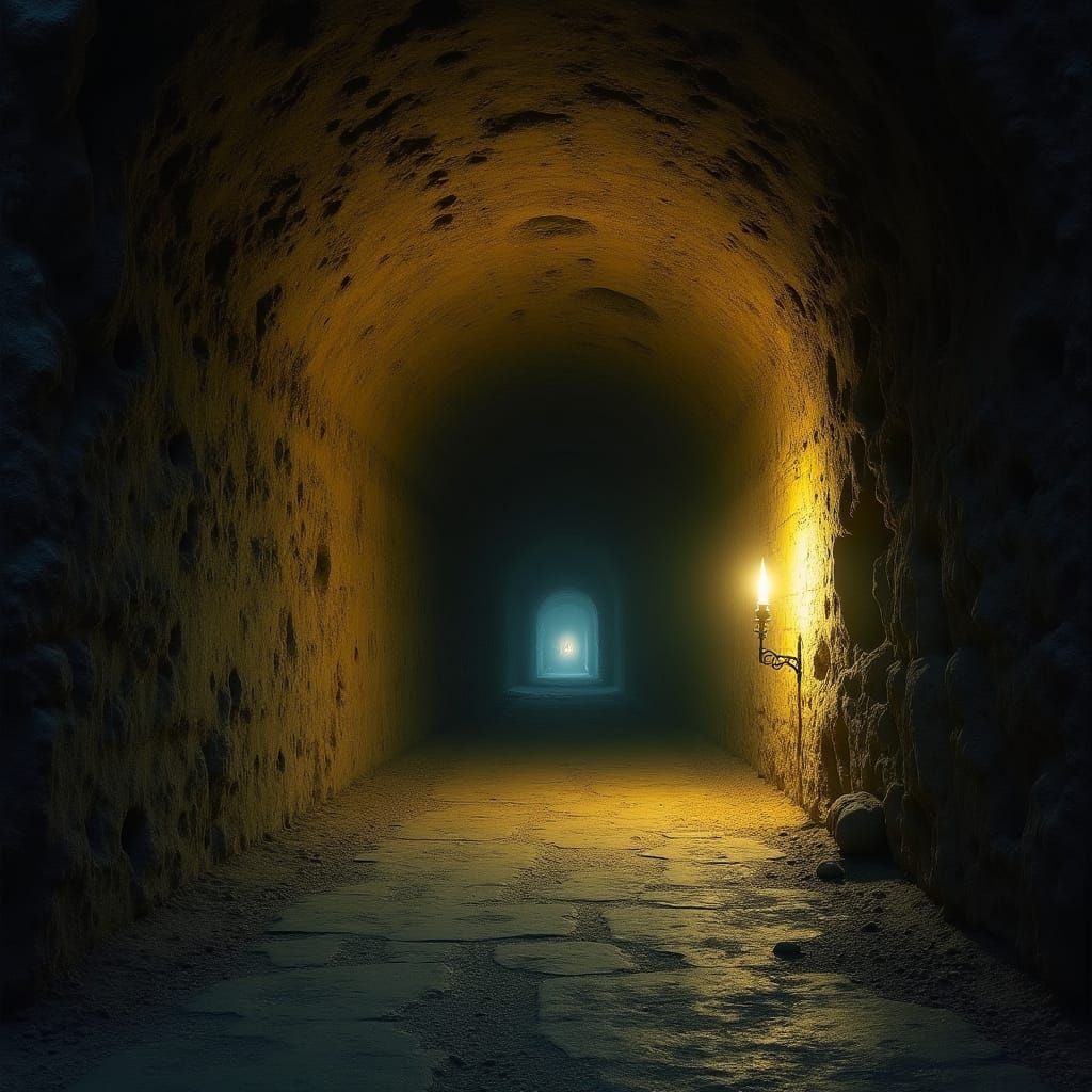 Ancient Underground Tunnel in Fantastical Realism Style