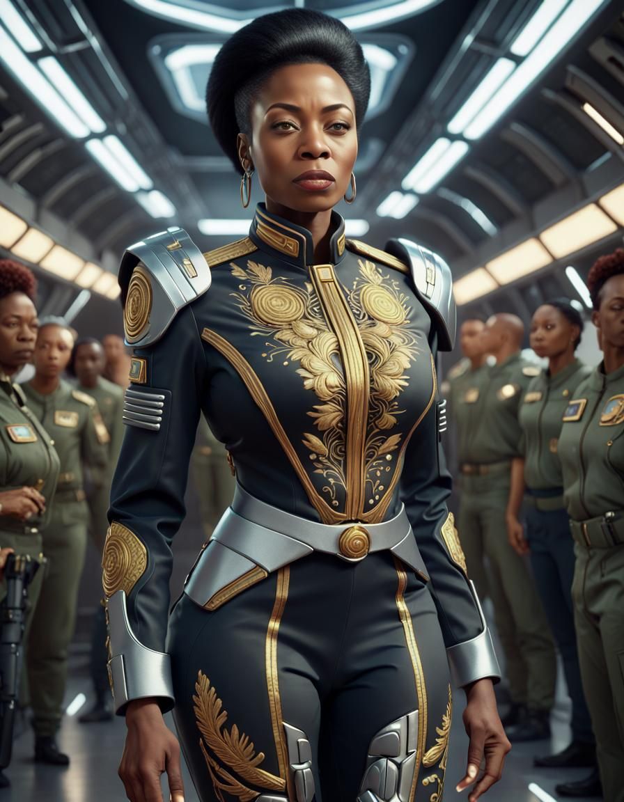 Elegant Futuristic Military Uniform with Embroidery