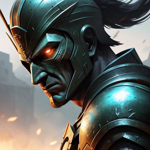 Hyperrealistic Spartan Portrait in Splash Art Style