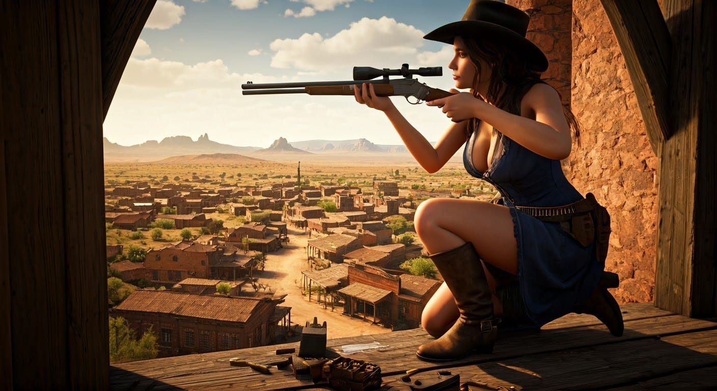 Wild West Sniper Defends French Saloon Town from Bell Tower ...