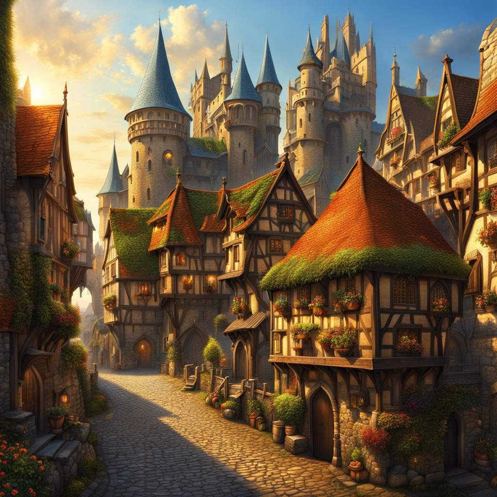 Futuristic Medieval City with Fantasy Elements