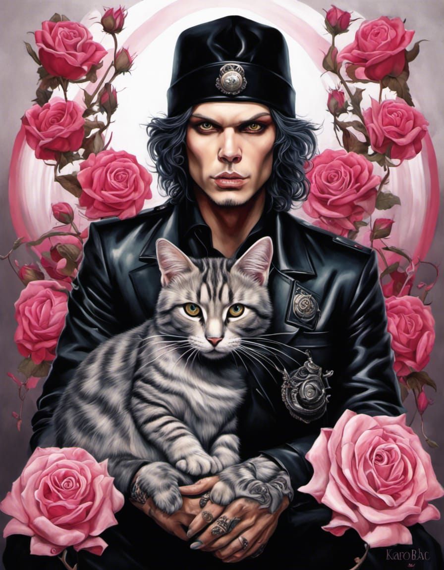 Ville Valo as Veterinarian with Cat and Roses