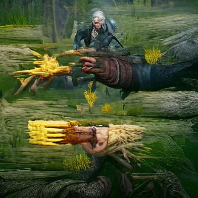 Witcher Geralt Confronts Leshen in Forest