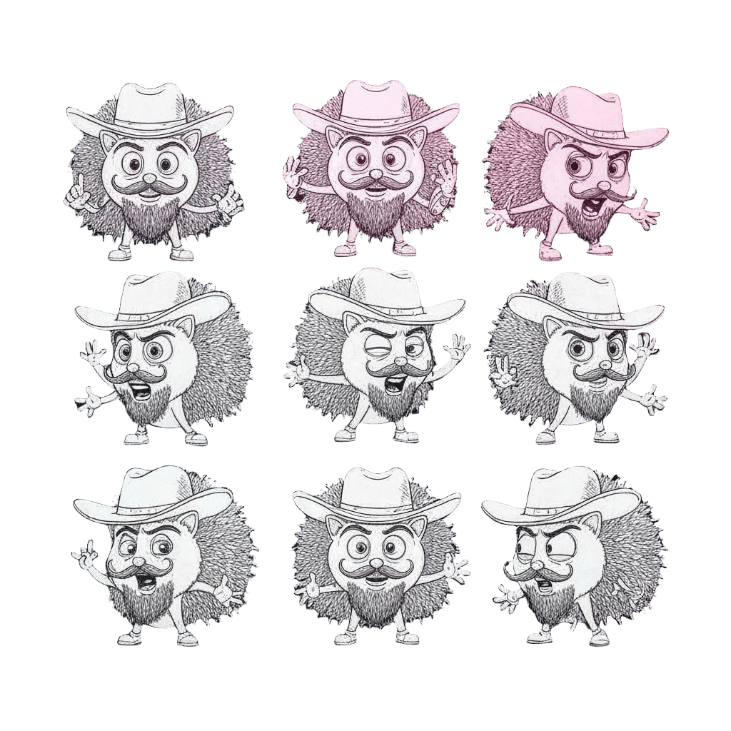 Cartoon Hedgehogs in Various Poses: Line Art Illustration