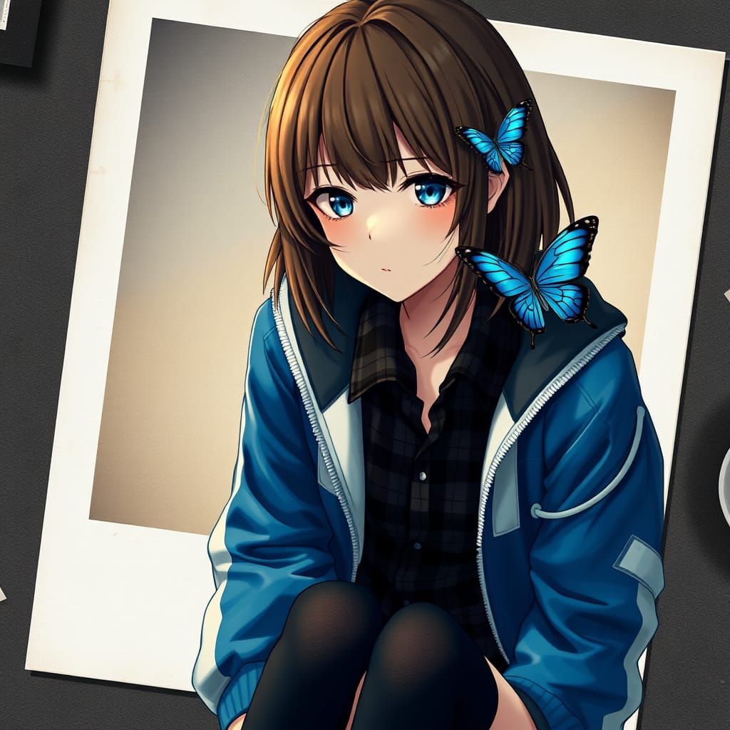 Anime Girl with Butterfly in Detailed Matte Painting