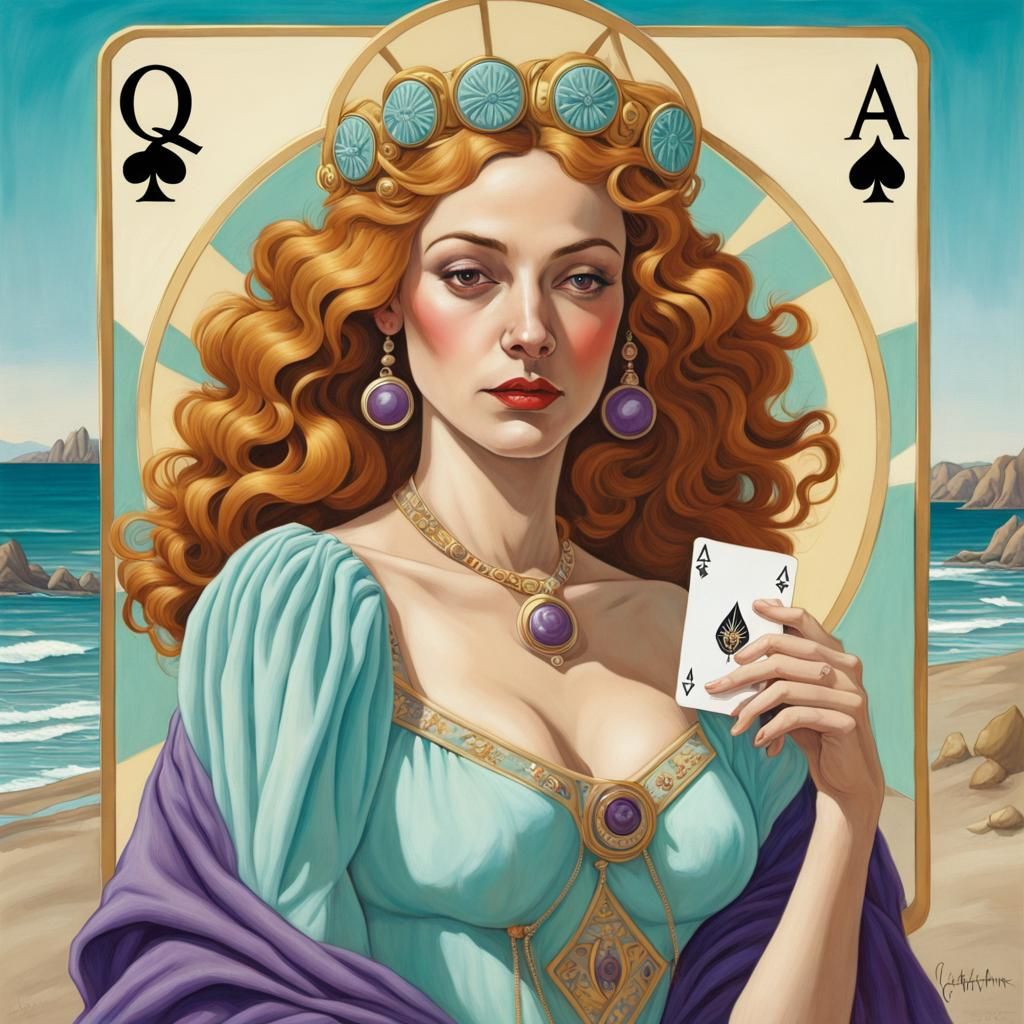 Queen of Diamonds Summer Beach in Pastel Colors