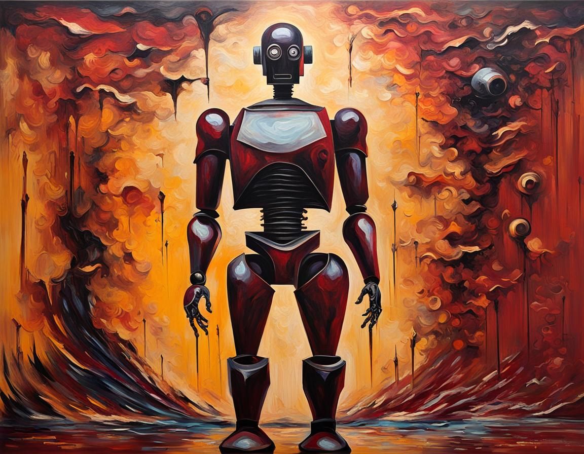 Human-Robot in Neo-Impressionist Expressionist Style