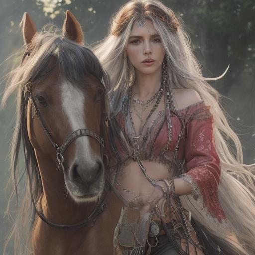 Radiant Swamp Maiden with Gypsy Vanner Horse