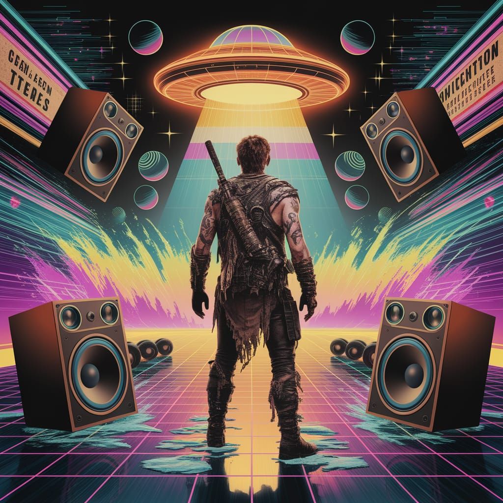 Vaporwave Mad Max in a Neon Dreamscape