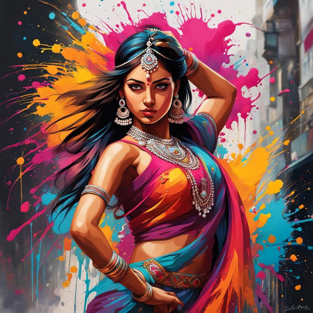 Create a beautiful stunning art of a beautiful Indian dancin...